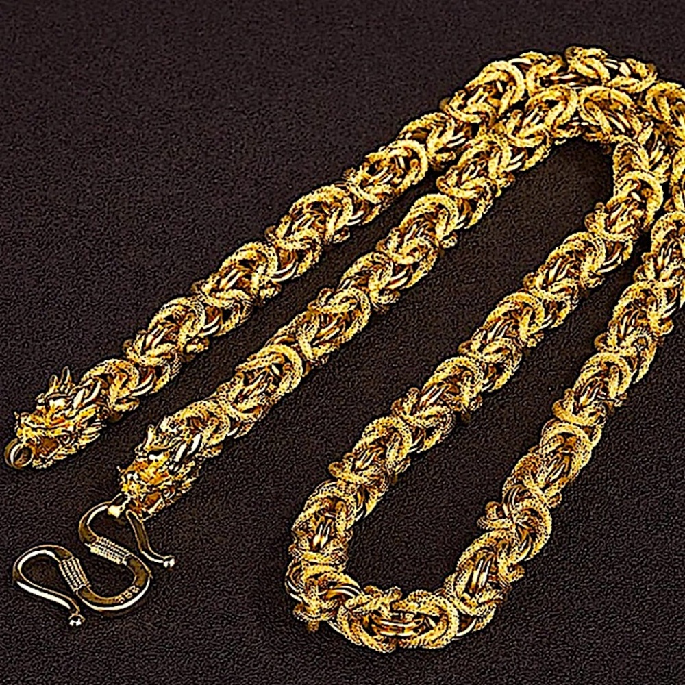 GOLD 24K PLATED DRAGON VIKING NECKLACE - Picture 2 of 8